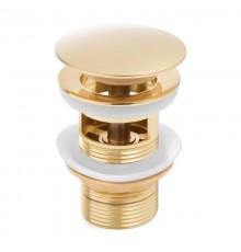 Донный клапан для умывальника Yoka KLIK-KLAK L.GOLD с золотым переливом.