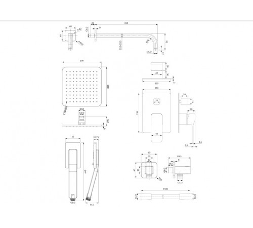 душевая система скрытого монтажа Omnires Slide graphite (SYSSL12GR)