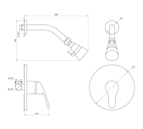 Змішувач для душу Globus Lux SOLLY GLSO-0105S