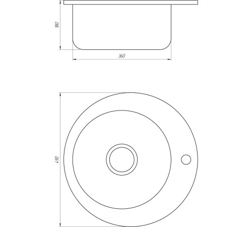 Мойка кухонная круглая 490х160 Decor MR 490 D 0,6 mm Mira