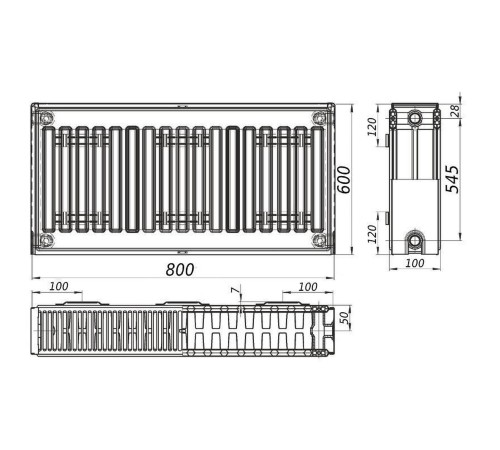 Радиатор стальной панельный FORNELLO 22 сторона 600x800