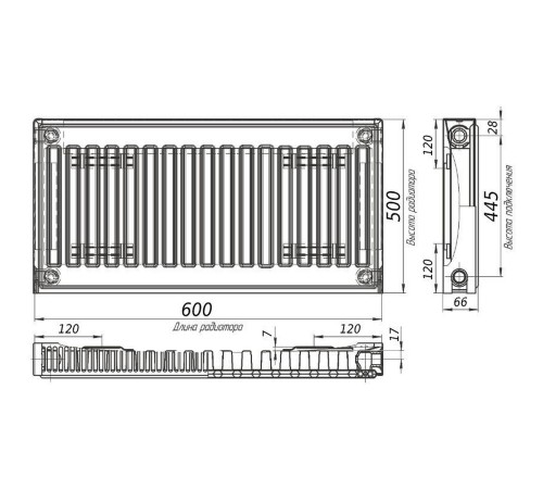 Радиатор стальной панельный KALITE 11 сторона 500x600