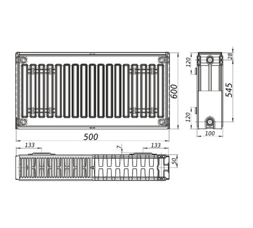 Радиатор стальной панельный KALITE 22 сторона 600x500