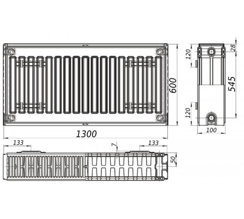 Радиатор стальной панельный KALITE 22 сторона 600х1300
