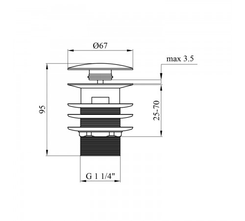 Донный клапан для раковин Kroner KRM - C962 - 1 1/4" с переливом (CV022944)