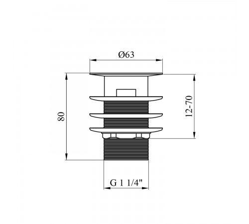 Донный клапан для раковин Kroner KRM - C962 - 1 1 1/4" с переливом (CV022945)