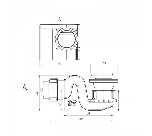 Сифон для ванної ANIplast ''Бріг'' 1 1/2"х40 мм без переливу Е610EU (CV023858)