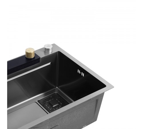 Кухонна мийка Kroner KRP Schwarze - SET7546HM PVD (3.0/0.7 мм) (CV032277)