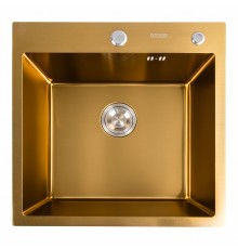 Кухонная мойка Platinum Handmade PVD золото 50*50/220 3,0/1,5 мм.
