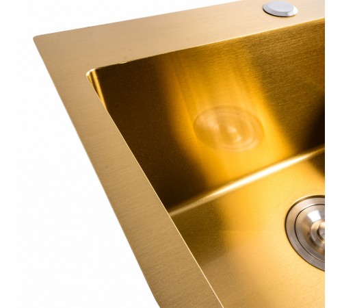 Кухонная мойка Platinum Handmade PVD золото 50*50/220 3,0/1,5 мм.
