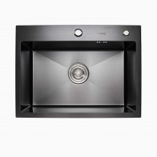 Кухонная мойка Platinum Handmade PVD 580х430х220 черная (толщина 3,0/1,5 мм корзина и дозатор в комплекте)
