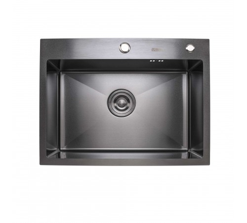 Кухонная мойка Platinum Handmade PVD 600х450х220 черная (толщина 3,0/1,5 мм корзина и дозатор в комплекте)