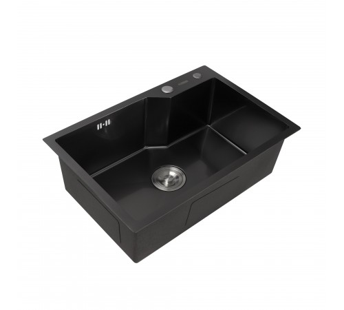 Кухонная мойка Platinum Handmade PVD 650х430х220 черная (толщина 3,0/1,5 корзина и дозатор в комплекте)