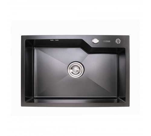 Кухонная мойка Platinum Handmade PVD 650х430х220 черная (толщина 3,0/1,5 корзина и дозатор в комплекте)