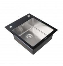 Кухонная мойка Platinum Handmade BLACK GLASS 600x510x200