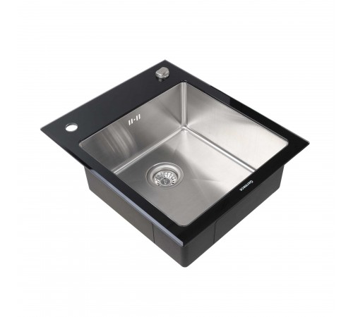 Кухонная мойка Platinum Handmade BLACK GLASS 600x510x200