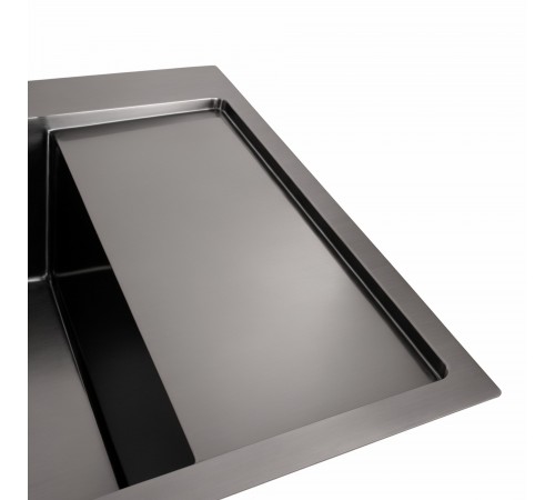Кухонная мойка черная Platinum PVD Handmade 65*50 L(квадратный сифон 3,0/1)