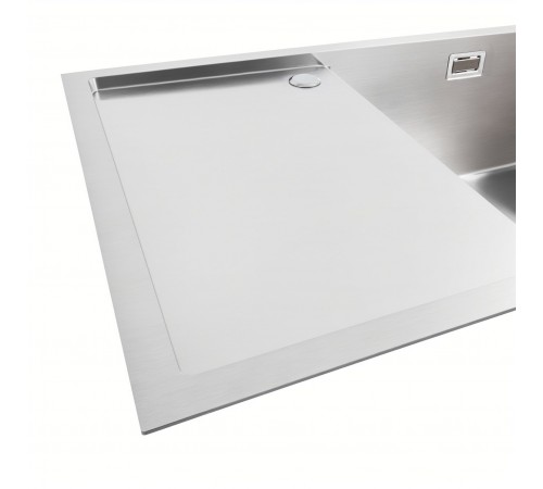 Нержавеющая кухонная мойка Platinum Handmade 78х50 R (одно отверстие, квадратный сифон, 3,0/1,0 мм)