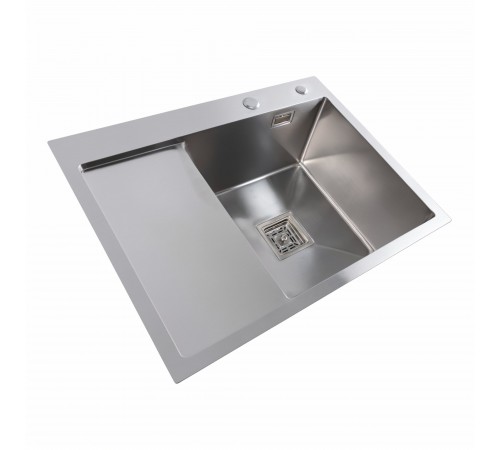 Кухонная мойка Platinum Handmade 65*50 R (квадратный сифон 3,0/1)
