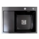 Кухонная мойка черная Platinum PVD Handmade 65*50 R(квадратный сифон 3,0/1)