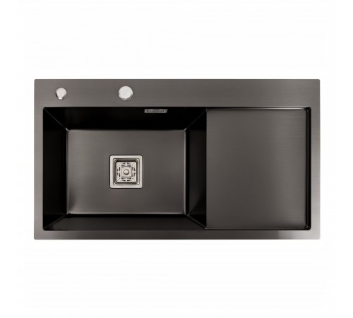 Мойка PVD Platinum Handmade 780x430x220 L черная (квадратный сифон, 3.0/1.0)
