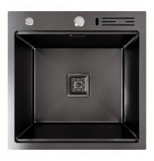 Кухонная мойка 50*50 PVD чёрная Platinum Handmade с подставкой для ножей
