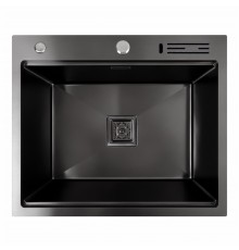 Кухонная мойка 60*50 PVD чёрная Platinum Handmade с подставкой для ножей