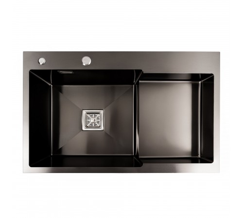 Кухонная мойка 78*50С L PVD черная Platinum Handmade (углубленная полка, 3.0/1.0 мм)