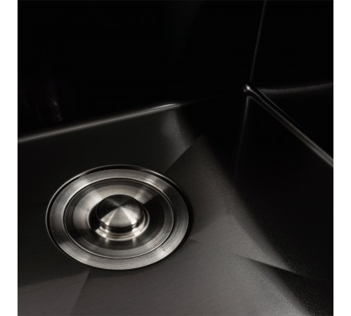 Кухонная мойка черная PVD 78*48 R Platinum Handmade (два отверстия, круглый сифон 3,0/0,8)