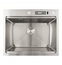 Кухонная мойка нержавеющая 60х50 Platinum Handmade с подставкой для ножей (сифон круглый, 3,0/0,8)