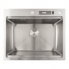 Кухонная мойка нержавейка 60х50 Platinum Handmade с подставкой для ножей (сифон круглый, 3,0/0,8)