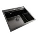 Кухонная мойка черная PVD 60х50 Platinum Handmade с подставкой для ножей (сифон круглый, 3,0/0,8)