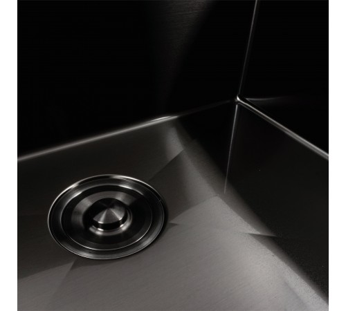 Кухонная мойка черная PVD 60х50 Platinum Handmade с подставкой для ножей (сифон круглый, 3,0/0,8)