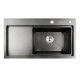 Кухонная мойка черная PVD 78*43 R Platinum Handmade (два отверстия, круглый сифон 3,0/0,8)