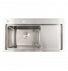 Нержавеющая кухонная мойка 78*43 L Platinum Handmade (два отверстия, круглый сифон 3,0/0,8)