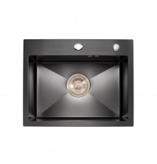 Кухонная мойка 50*45 PVD чёрная Platinum Handmade (сифон круглый чёрный, 3,0/0,8)