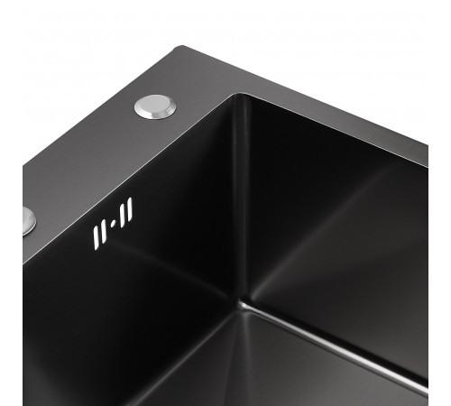 Кухонная мойка 50*45 PVD черная Platinum Handmade (сифон круглый черный, 3,0/0,8)