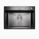 Кухонная мойка 58*43 PVD чёрная Platinum Handmade (сифон круглый чёрный, 3.0/0.8)
