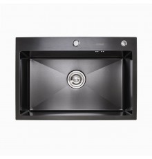 Кухонная мойка 65*45 PVD черная Platinum Handmade (сифон круглый, 3,0/0,8)