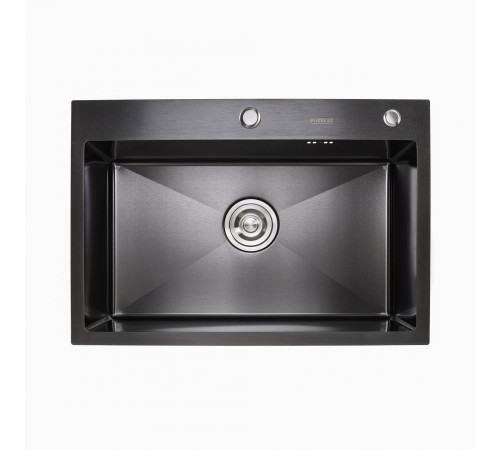 Кухонная мойка 65*45 PVD черная Platinum Handmade (сифон круглый, 3,0/0,8)