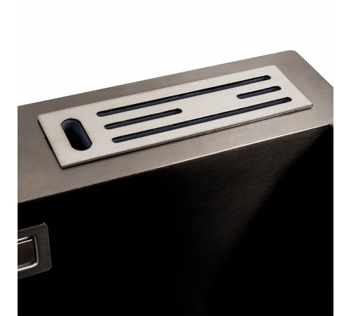 Кухонная мойка 75*46 PVD черная с подставкой для ножей Platinum Handmade HSB (квадратный сифон 3,0/1)