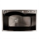 Кухонная мойка 75*46 PVD черная с подставкой для ножей Platinum Handmade HSB (квадратный сифон 3,0/1)