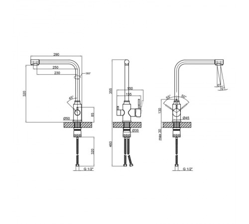 Смеситель для кухни Lidz Aria 020F1 с подключением для питьевой воды (k35) LDARI020F1NKS34941 Nickel