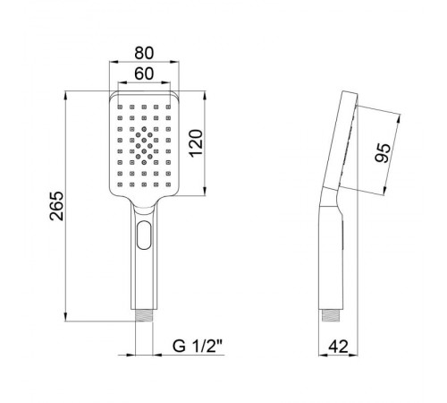 Лійка для ручного душу Qtap Rucni 120х80 мм прямокутна QTRUCA121N3KBB Black Matt