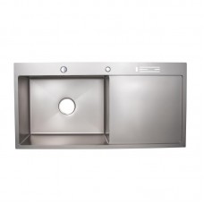 Мойка для кухни интегрирована с полкой для ножей Lidz Handmade LH10050B (LDLH10050BBRU43024) Brushed Grey PVD 3,0/0,8 мм