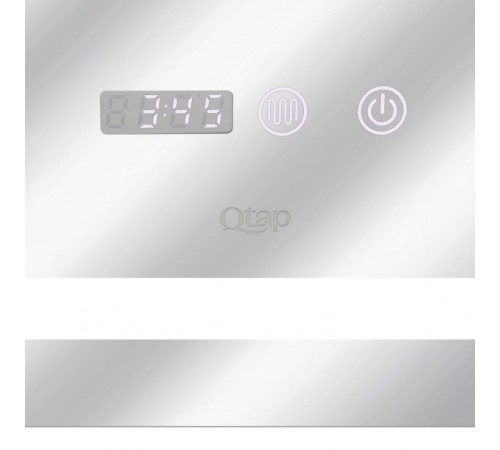 Дзеркало Qtap Mideya 800x800 з LED-підсвічуванням Touch, з антизапотіванням, з годинником, димером, рег. яскравості QT2078NCF8080W