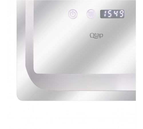 Зеркало Qtap Mideya 1000х600 с LED подсветкой Touch, с антизапотеванием, с часами, димером, рег. яркости QT2078NCF10060W