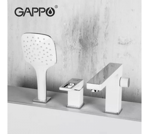 Змішувач для ванни на борт GAPPO G1117-8, білий/хром
