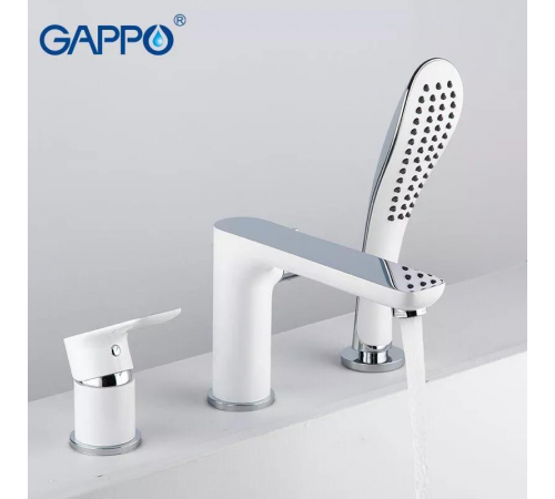 Змішувач для ванни на борт GAPPO G1148, білий/хром