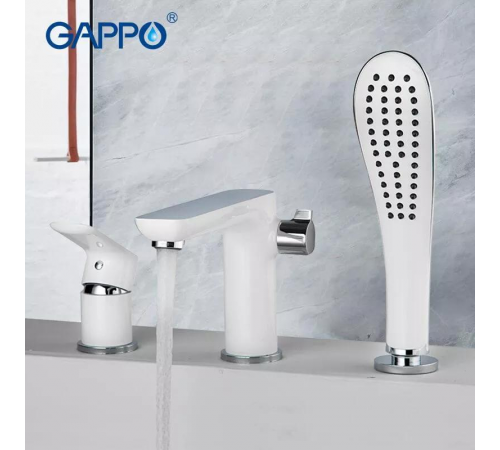 Змішувач для ванни на борт GAPPO G1148, білий/хром